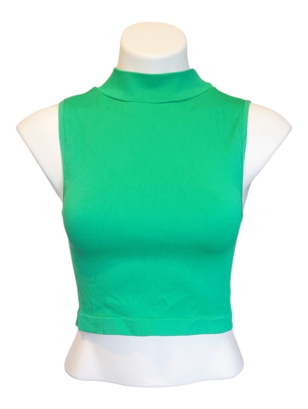 Fct Basics Womens XL Green Ribbed Sleeveless Crop Top